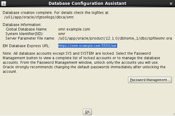 Database Configuration Assistant